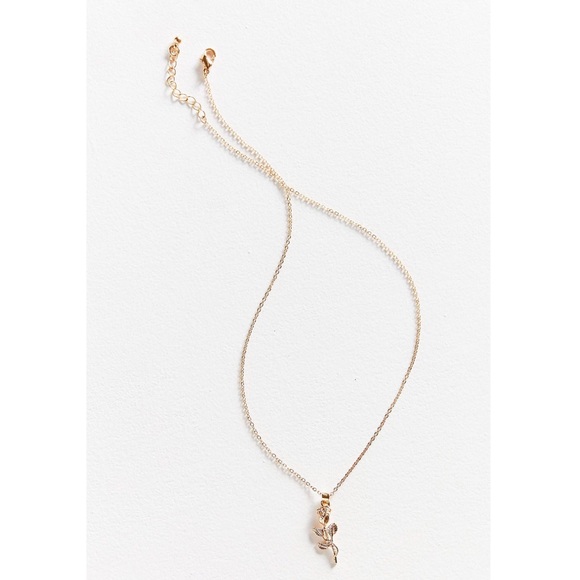 NEW Free People Simple Rose Pendant Necklace Gold